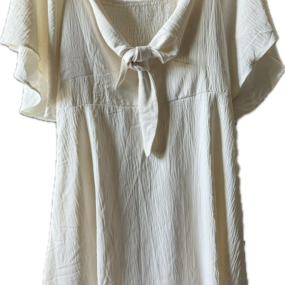 Tie knot v- neck a-line cocktail dress off white size xl - Picture 3 of 7